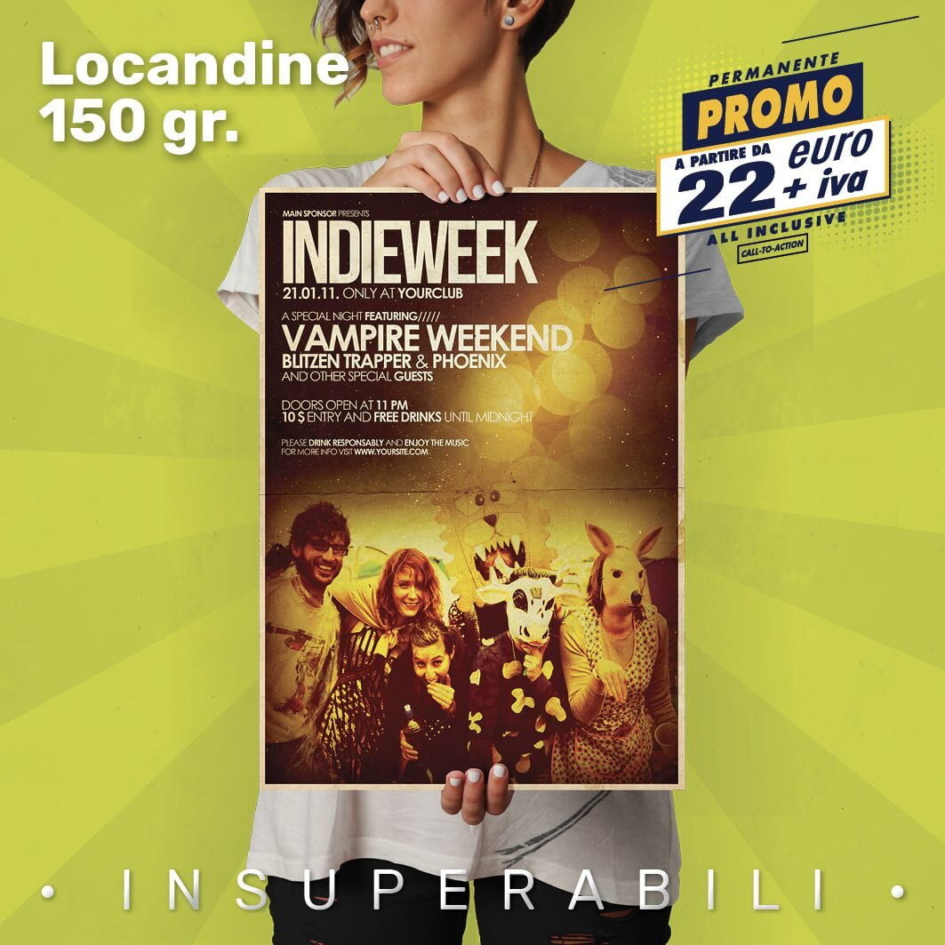 a woman holding a poster Locandine A3 Insuperabili