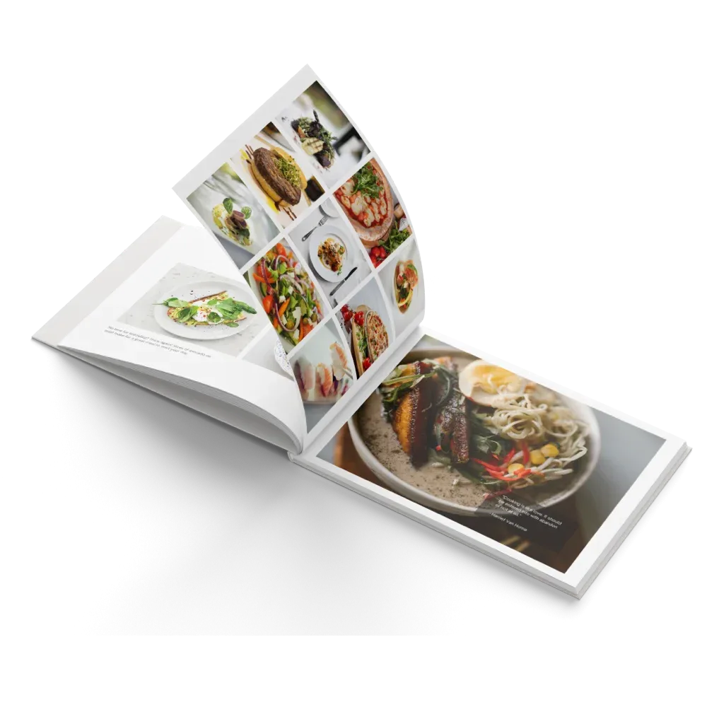 a book with images of food on it fotolibro copertina rigida cartonato