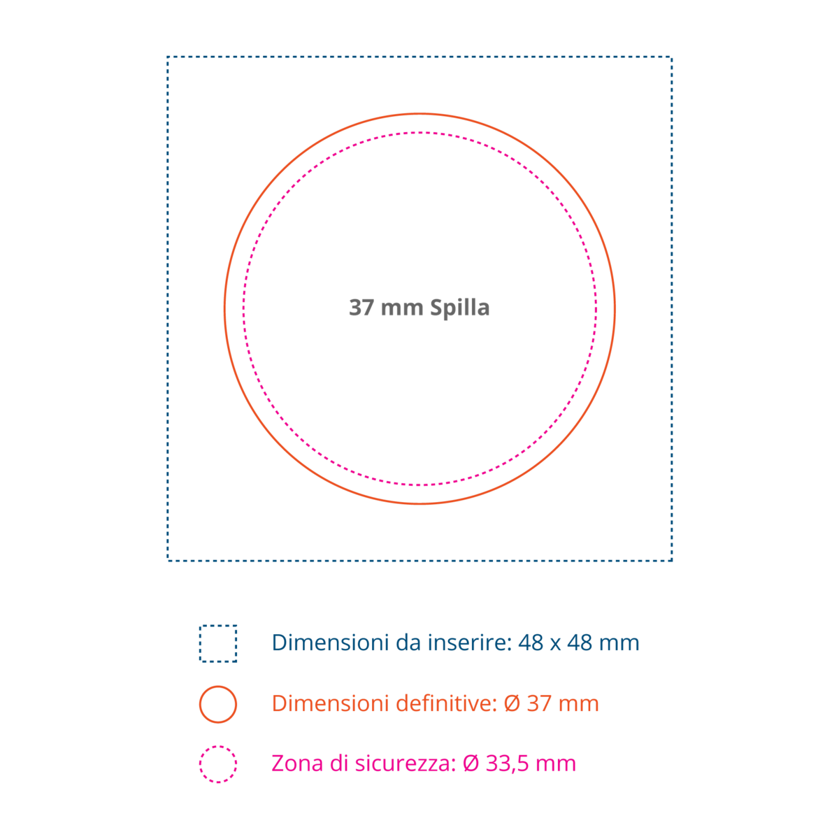 Spille da 37 mm metallo latta template